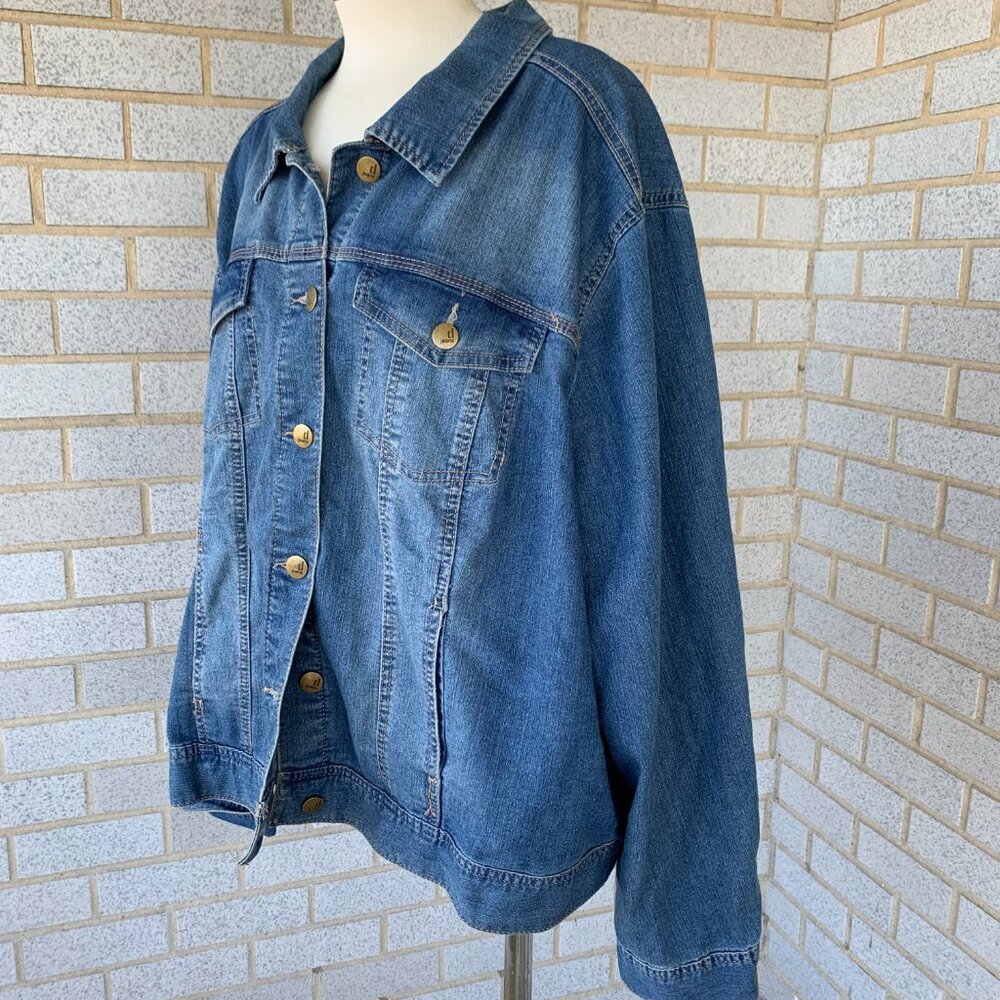 D. JEANS DENIM JACKET SIZE 3X 79% COTTON POLYESTER SPANDEX - Picture 8 of 10